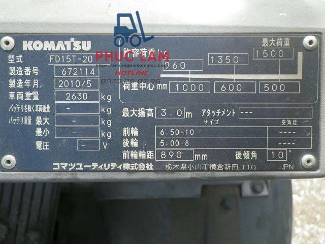 Xe Nâng Dầu Komatsu 1.5 Tấn 2010 (6)
