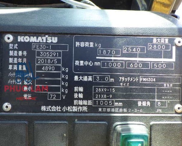 Xe Nâng Điện 3 Tấn Komatsu Fe30 1 2018 (4)