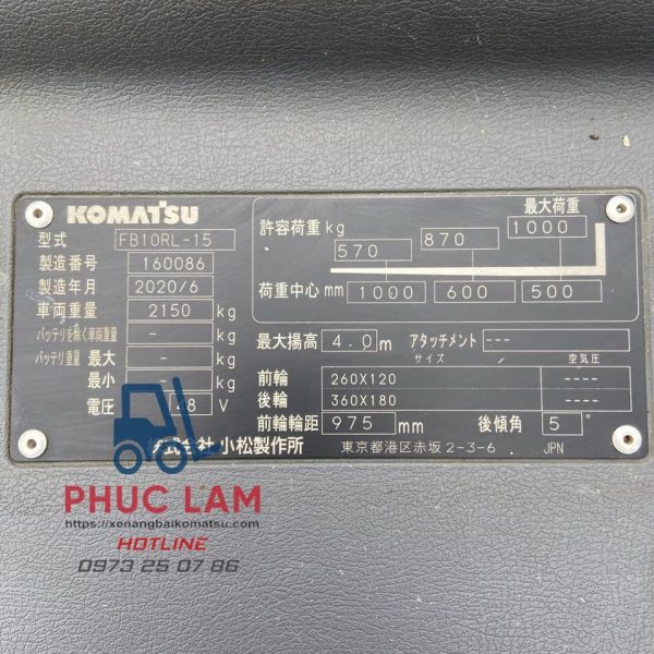 Xe Nâng Điện Đứng Lái Komats 1 Tấn (7)